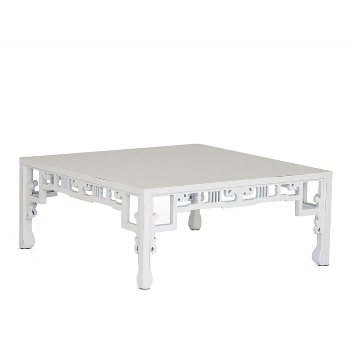 White Wood Top Low Table