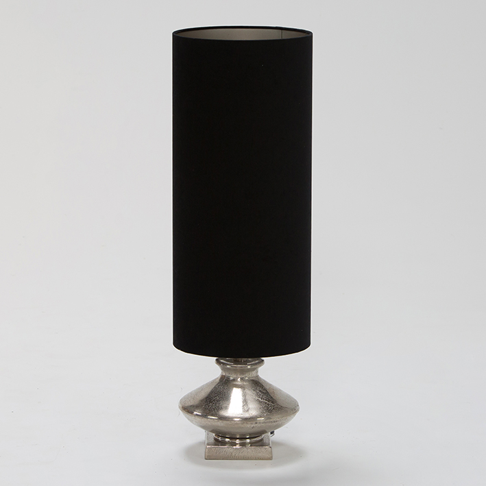 Nickel Base Lamp withTall Black Shade