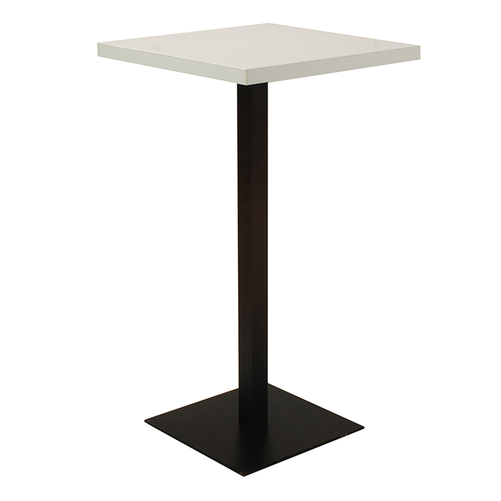 White Square Bar Table on Black Base