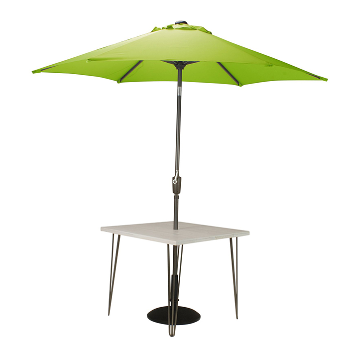 Whitewash Dining Table with Apple Green Parasol