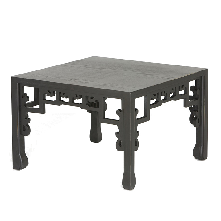 Black Wood Top Low Table