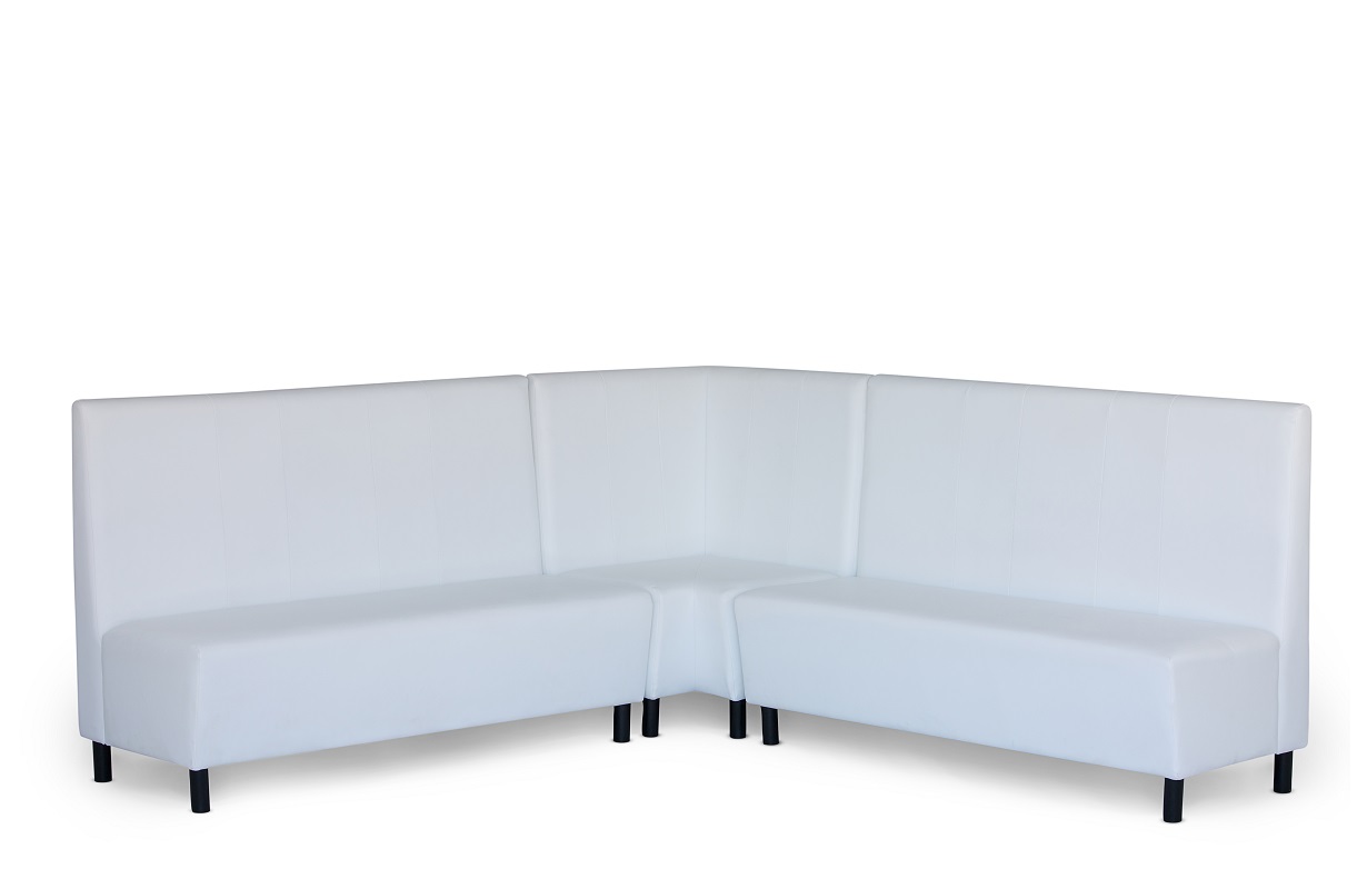 White Leather Banquette Seating